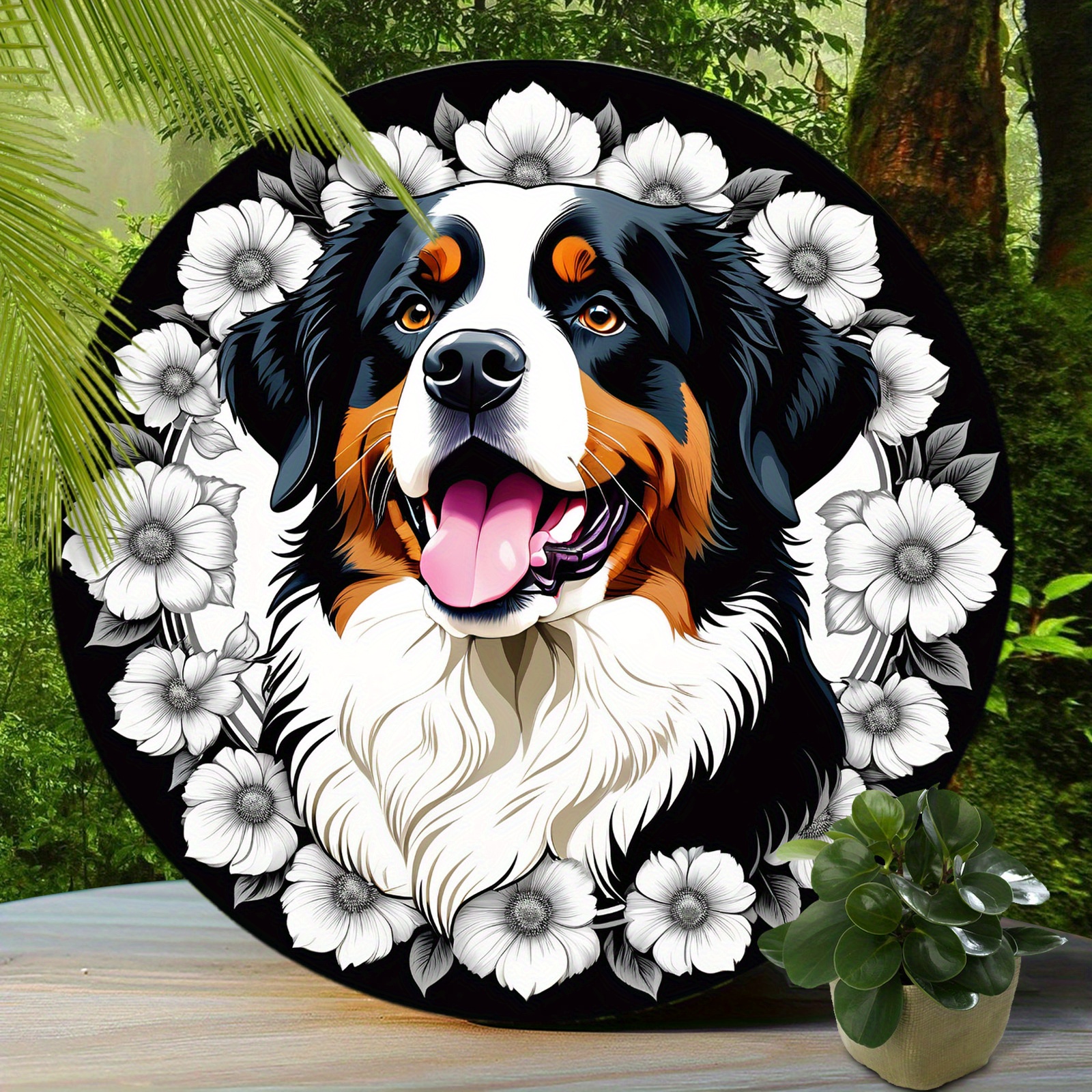 

1pc, Bernese Mountain Dog Sign - Cute Dog Aluminum Sign, Suitable For Home Room Cafe Bedroom Bar Living Room Wall Decor, Round Fashion Art Aesthetic, Holiday Gift (8"x8"/20cm*20cm)