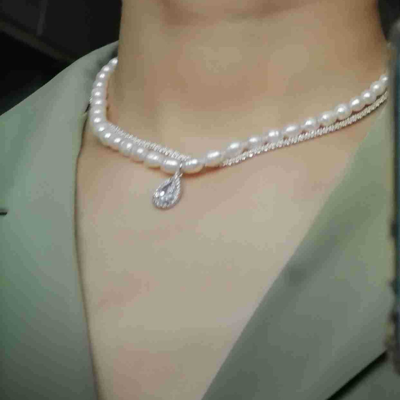 2pc 925 Freshwater Pearl Necklace with Detachable Chain