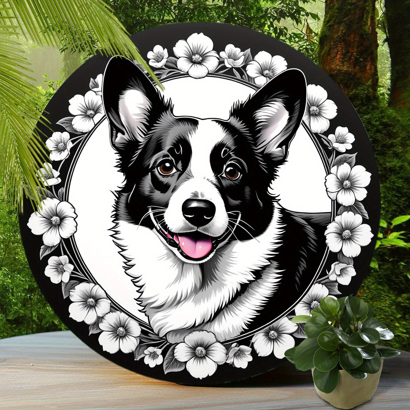 

1pc, Cardigan Welsh Corgi Sign - Cute Dog Aluminum Sign, Suitable For Home Room Cafe Bedroom Bar Living Room Wall Decor, Round Fashion Art Aesthetic, Holiday Gift (8"x8"/20cm*20cm)