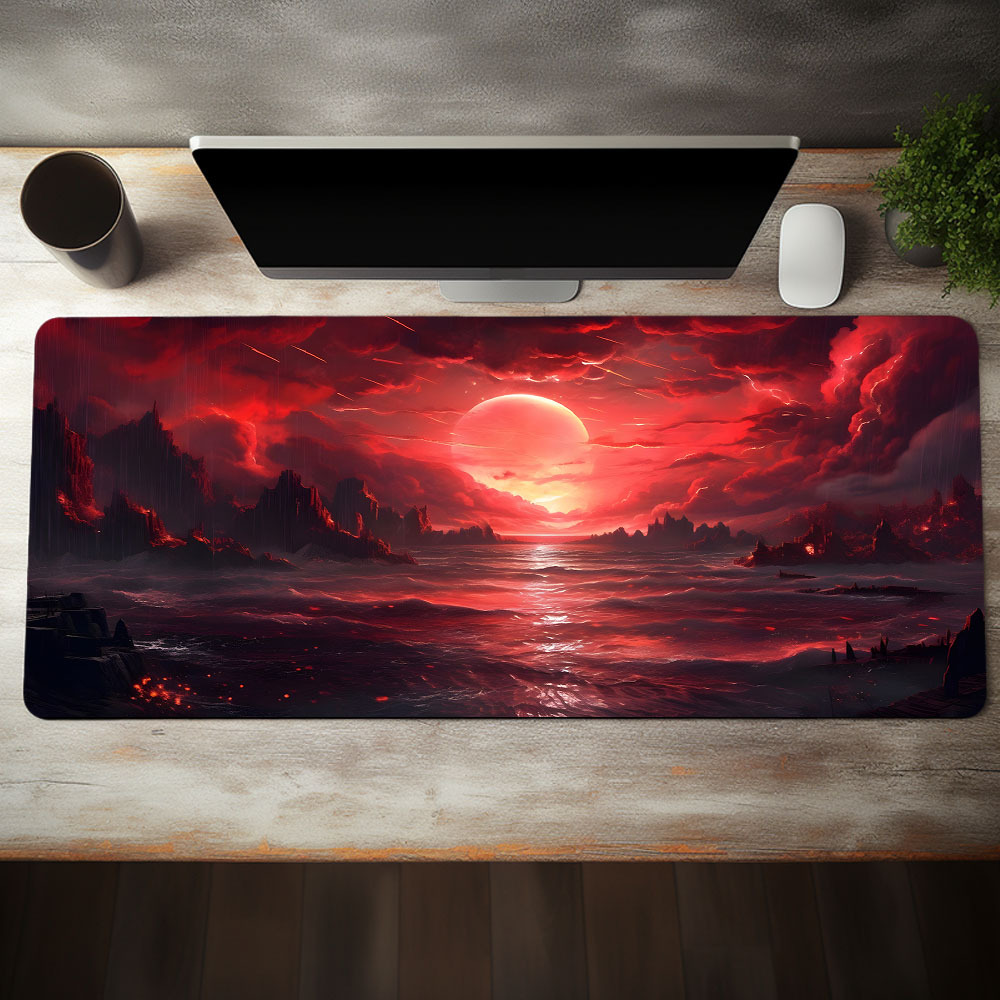 

Beautiful Sunset Landscape Pattern Large Gaming Mouse Pad For E-sports Office Desk Mat Keyboard Pad Natural Rubber Non-slip Computer Mouse Mat Suitable For Home Office Game, Gift For Teen Boy And Girl