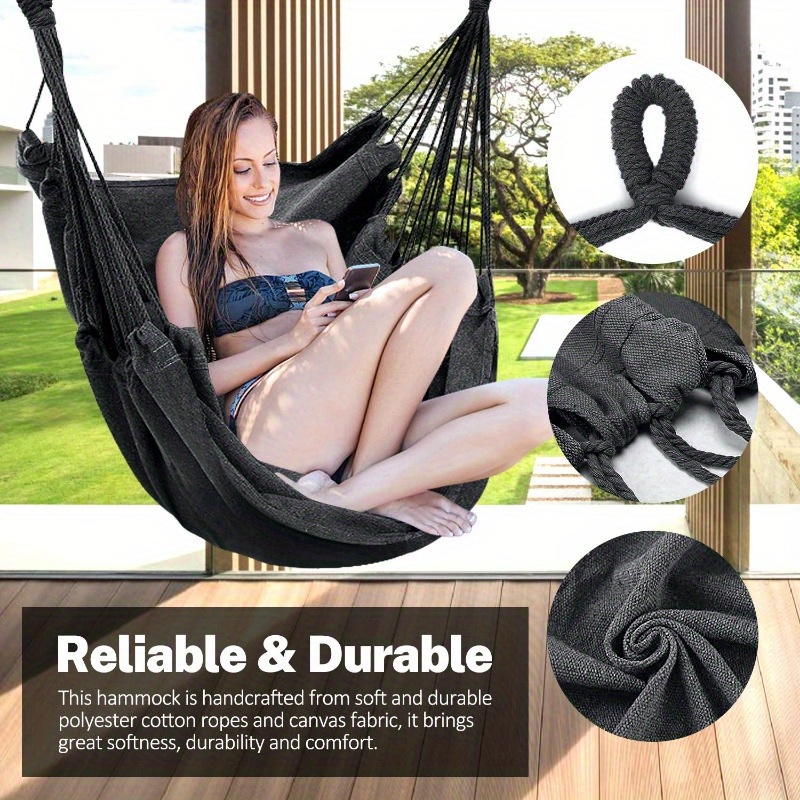 1 pack hanging hammock chair hammock swing chair with pillow seat cushion storage bag for indoor outdoor patio yard deck garden porch