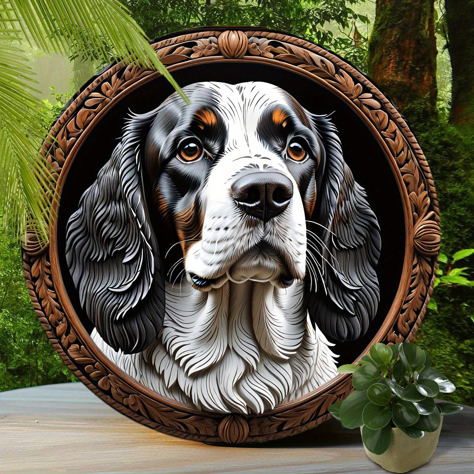 

1pc, English Springer Spaniel Sign - Cute Dog Aluminum Sign, Suitable For Home Room Cafe Bedroom Bar Living Room Garage Wall Decoration, Round Fashion Art Aesthetic, Holiday Gift 8x8 Inch (20x20cm)