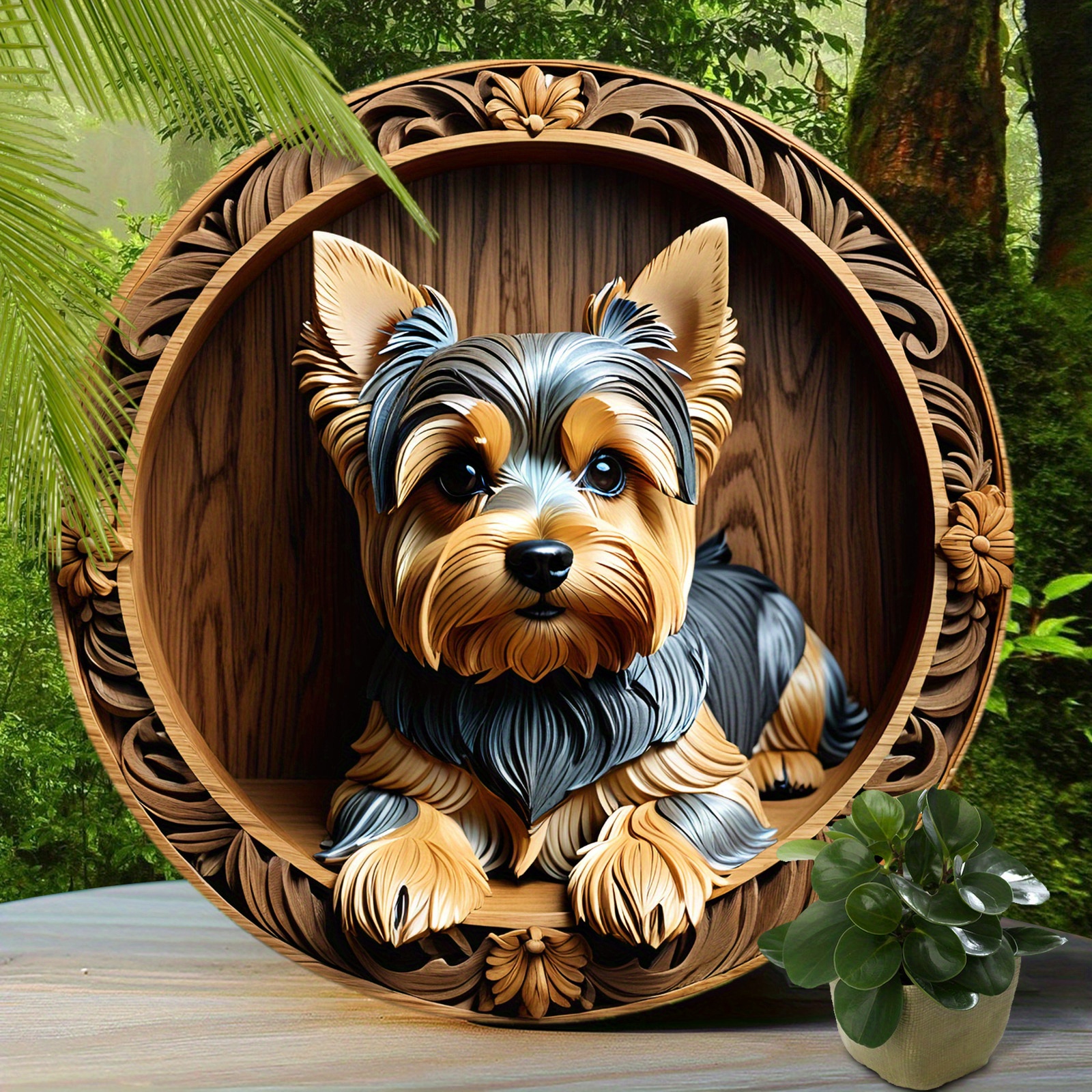 

1pc, Yorkshire Terrier Sign - Cute Dog Aluminum Sign, Suitable For Home Room Cafe Bedroom Bar Living Room Garage Wall Decoration, Round Fashion Art Aesthetic, Holiday Gift 8x8 Inch (20x20cm)
