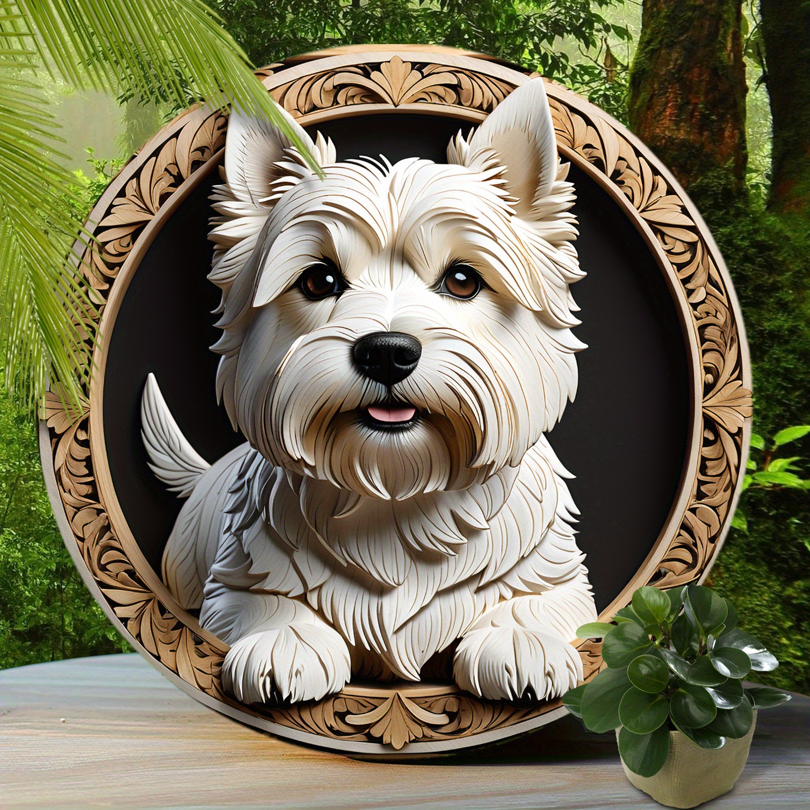 

1pc, West Highland White Terrier Sign - Cute Dog Aluminum Sign, Suitable For Home Room Cafe Bedroom Bar Living Room Wall Decor, Round Fashion Art Aesthetic, Holiday Gift (8"x8"/20cm*20cm)