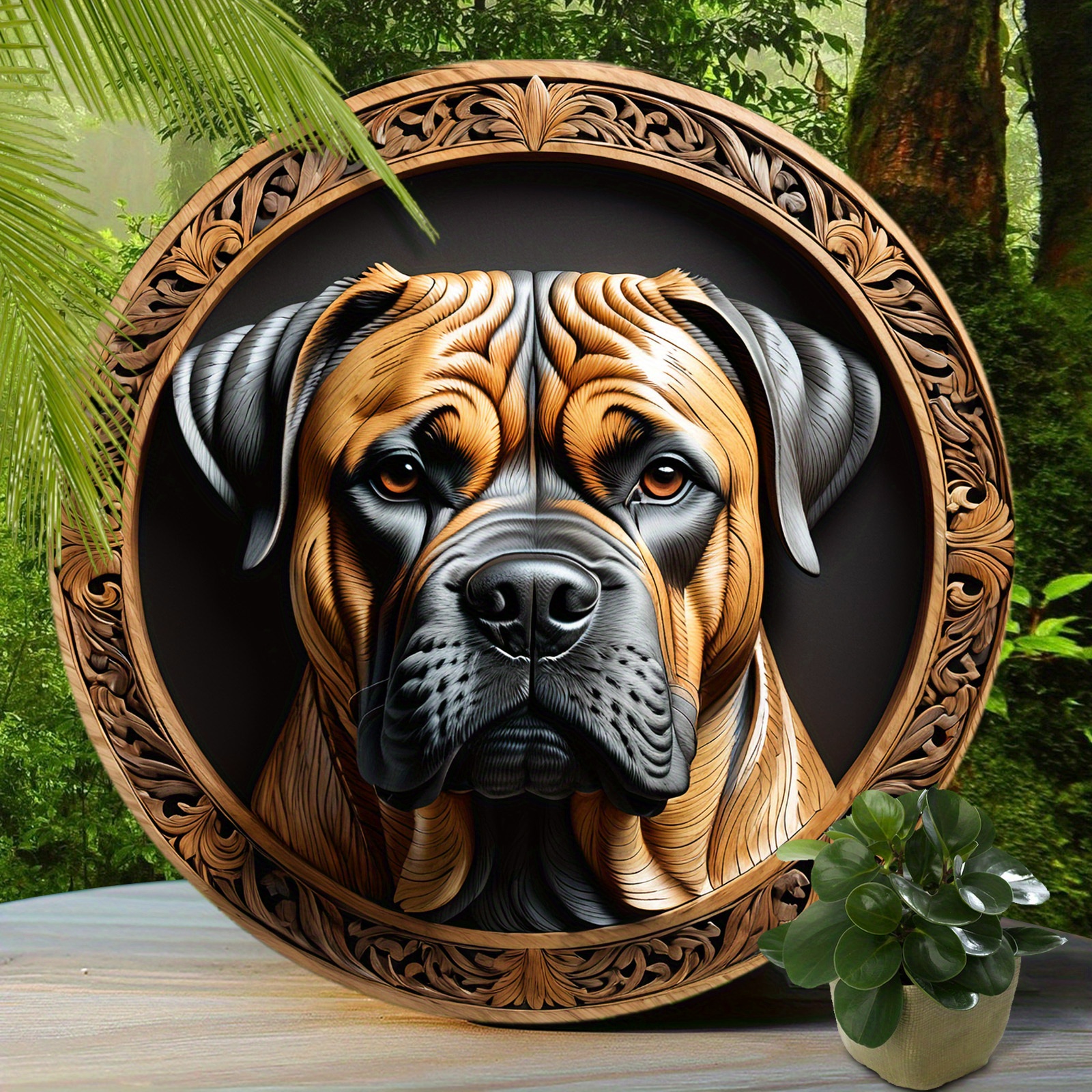 

1pc, Bull Mastiff Dog Sign - Cute Dog Aluminum Sign, Suitable For Home Room Cafe Bedroom Bar Living Room Wall Decor, Round Fashion Art Aesthetic, Holiday Gift (8"x8"/20cm*20cm)