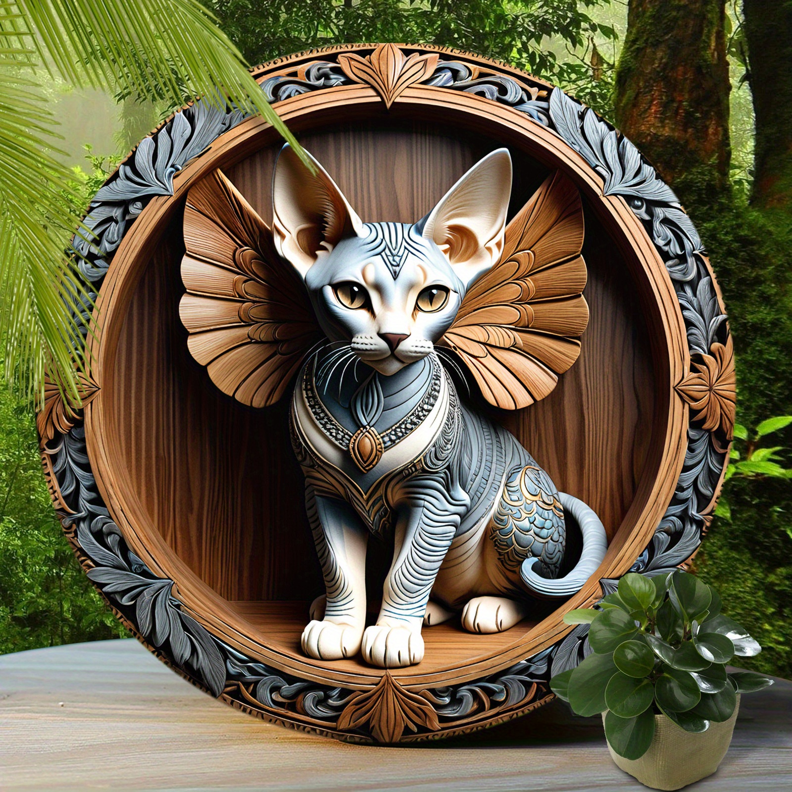 

1pc, Sphynx Cat Sign - Cute Cat Aluminum Sign, Suitable For Home Room Cafe Bedroom Bar Living Room Wall Decor, Round Fashion Art Aesthetic, Holiday Gift