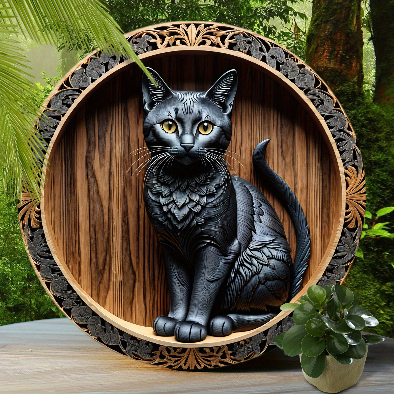 

1pc 8x8 Inch (20x20cm) Round Aluminum Sign Bombay Cat Vintage Round Aluminum Sign, Cute Cat Sign For Cafe Kitchen Club Bar Home Wall Art & Decor Gift