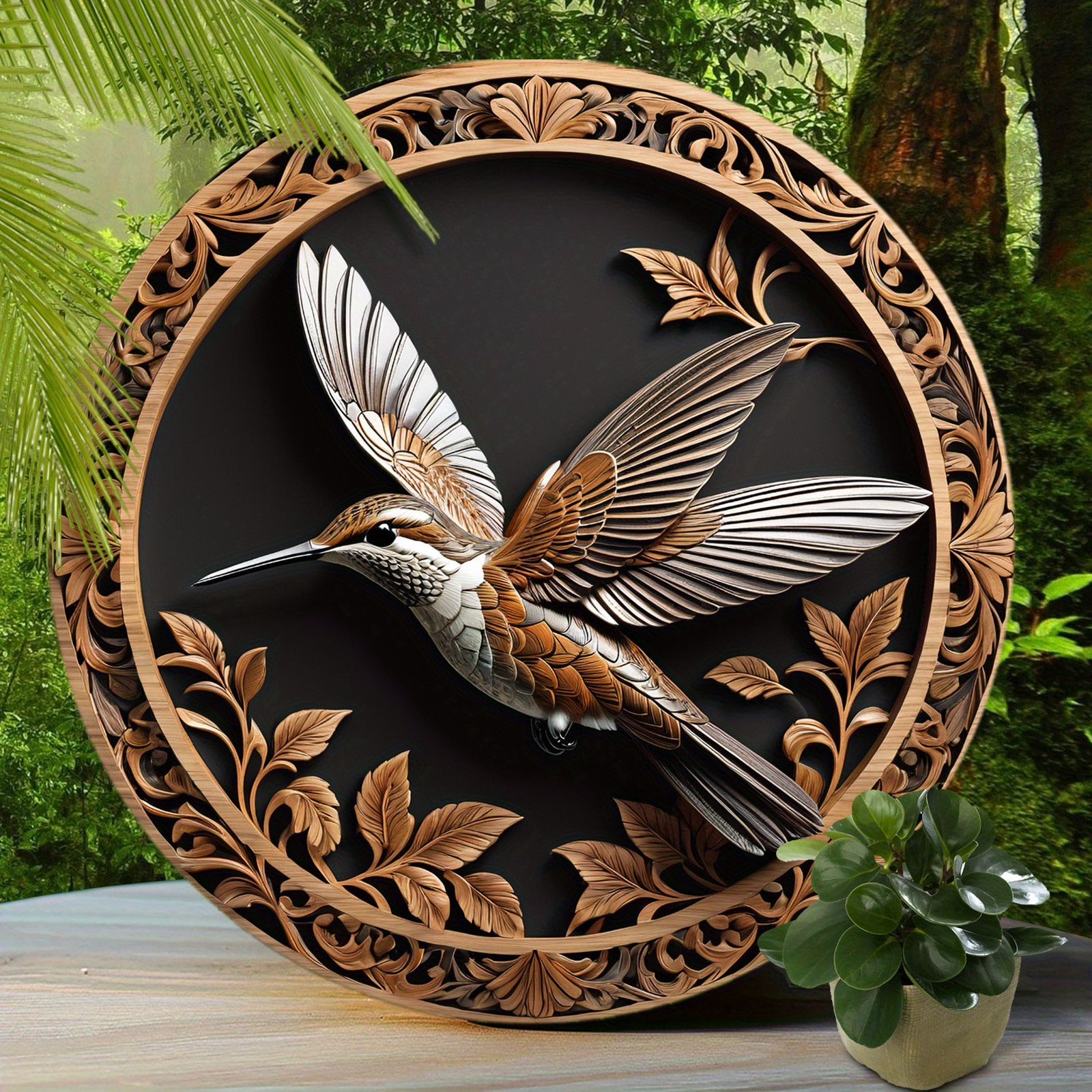 

1pc, Hummingbird Sign Cute Bird Aluminum Sign, Suitable For Home Room Cafe Bedroom Bar Living Room Wall Decor, Round Fashion Art Aesthetic, Holiday Gift (8"x8"/20cm*20cm)