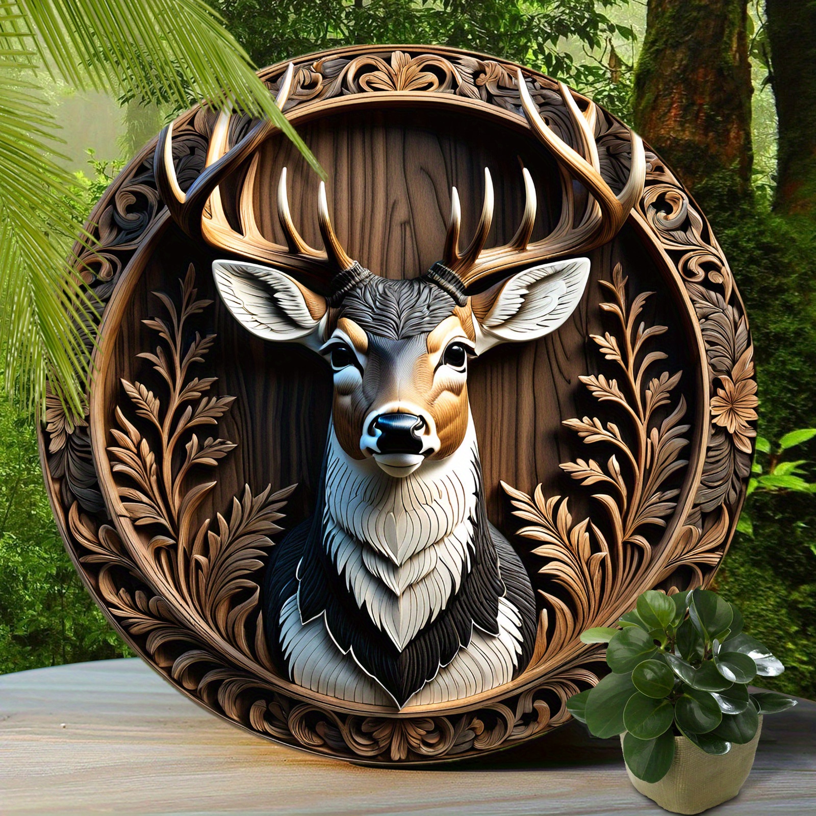 

1pc, Black-tailed Deer Sign - Cute Deer Aluminum Sign, Suitable For Home Room Cafe Bedroom Bar Living Room Garage Wall Decoration, Round Fashion Art Aesthetic, Holiday Gift