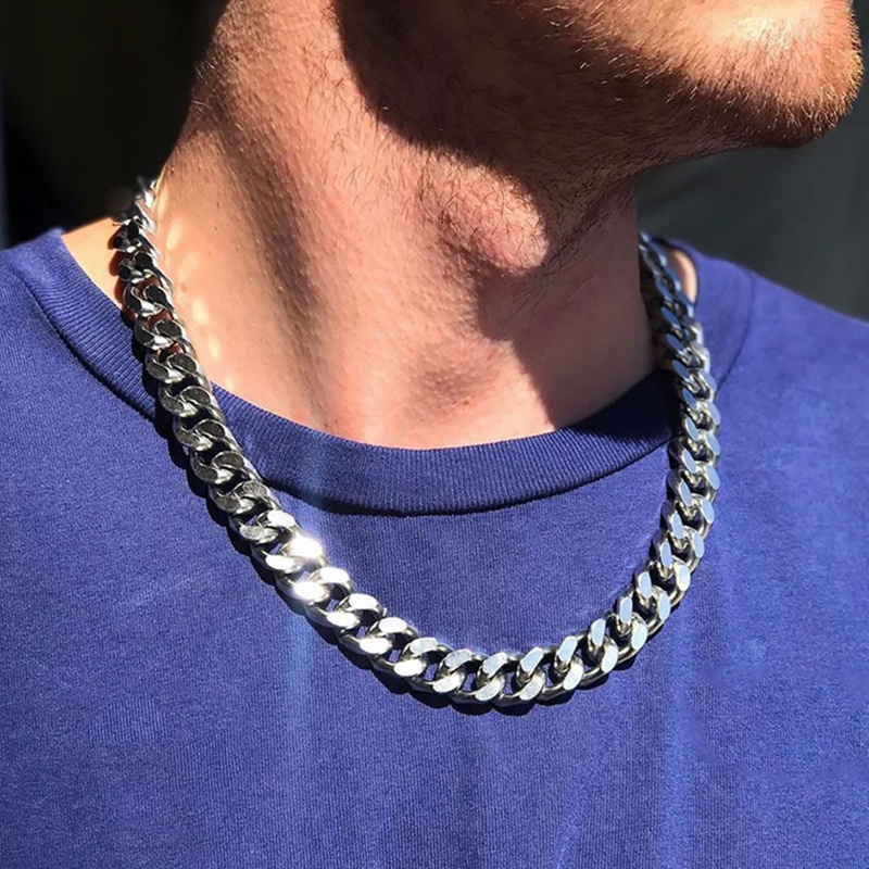 hip hop style stainless steel chain necklace mens jewelry gift details 0