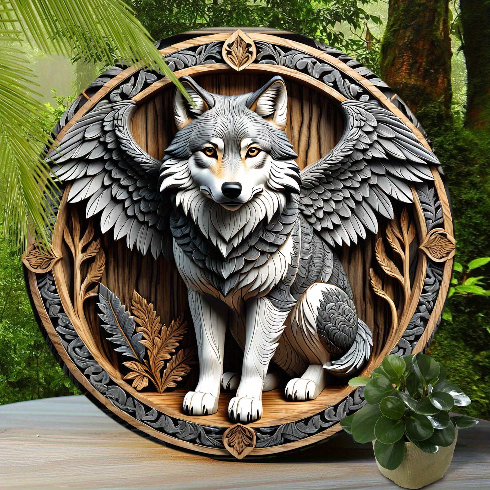 

1pc, Gray Wolf Sign - Cute Wolf Aluminum Sign, Suitable For Home Room Cafe Bedroom Bar Living Room Garage Wall Decoration, Round Fashion Art Aesthetic, Holiday Gift 8x8 Inch (20x20cm)