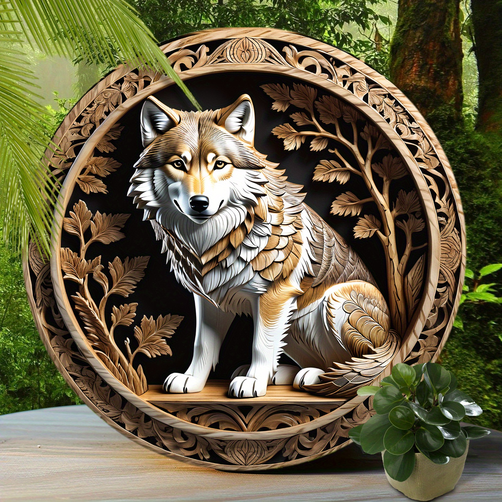 

1pc, Great Plains Wolf Sign - Cute Wolf Aluminum Sign, Suitable For Home Room Cafe Bedroom Bar Living Room Wall Decor, Round Fashion Art Aesthetic, Holiday Gift (8"x8"/20cm*20cm)