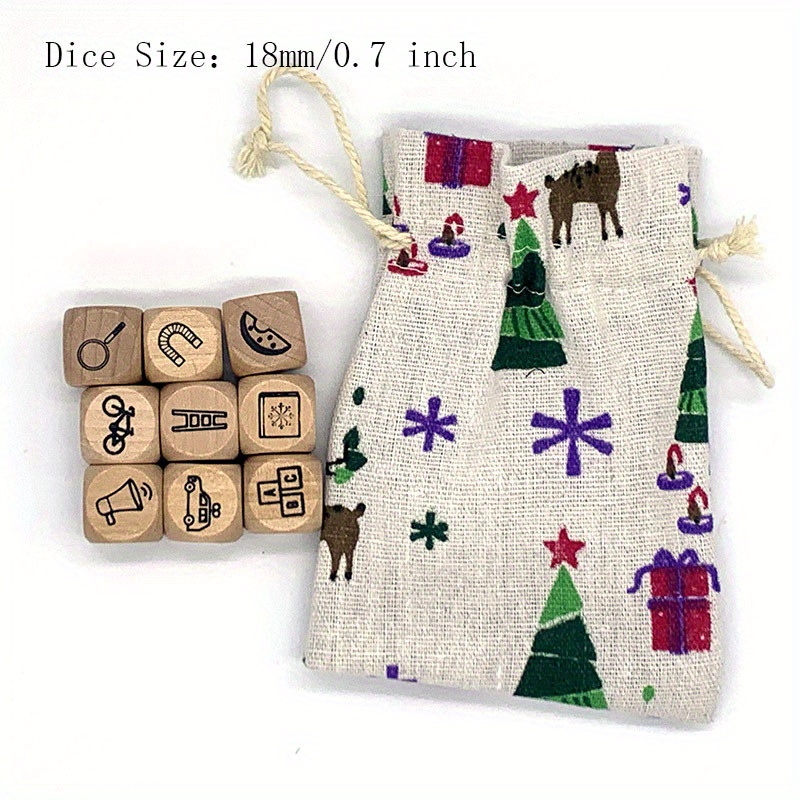 9pcs Story Telling Dices With Bundle Pocket, Christmas, Thanksgiving Day, Easter Gift Christmas, Halloween Gift