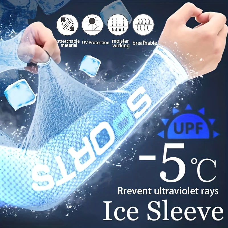 

1pair Sports Sunscreen Ice Sleeves Cooling Arm Sleeves, Gradient Color Elastic Uv Protection Arm Guard For Outdoor Activities, Casual Outdoor Cycling, Driving