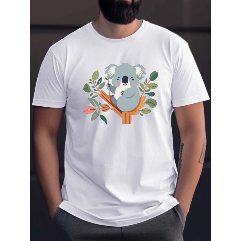 

Cute Koala Print T Shirt, Tees For Men, Casual Short Sleeve T-shirt For Summer