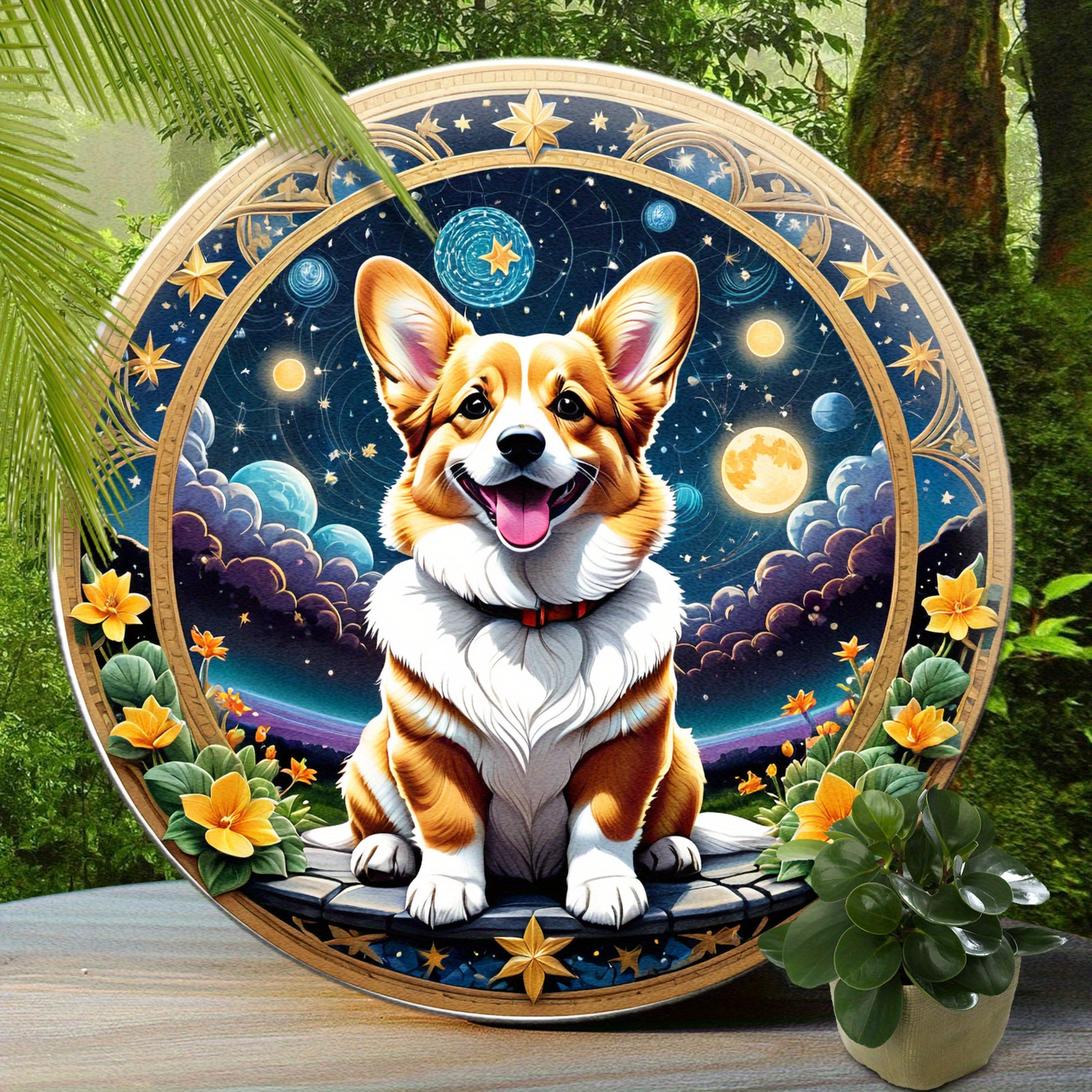 

1pc, Pembroke Welsh Corgi Sign - Cute Dog Aluminum Sign, Suitable For Home Room Cafe Bedroom Bar Living Room Wall Decor, Round Fashion Art Aesthetic, Holiday Gift (8"x8"/20cm*20cm)