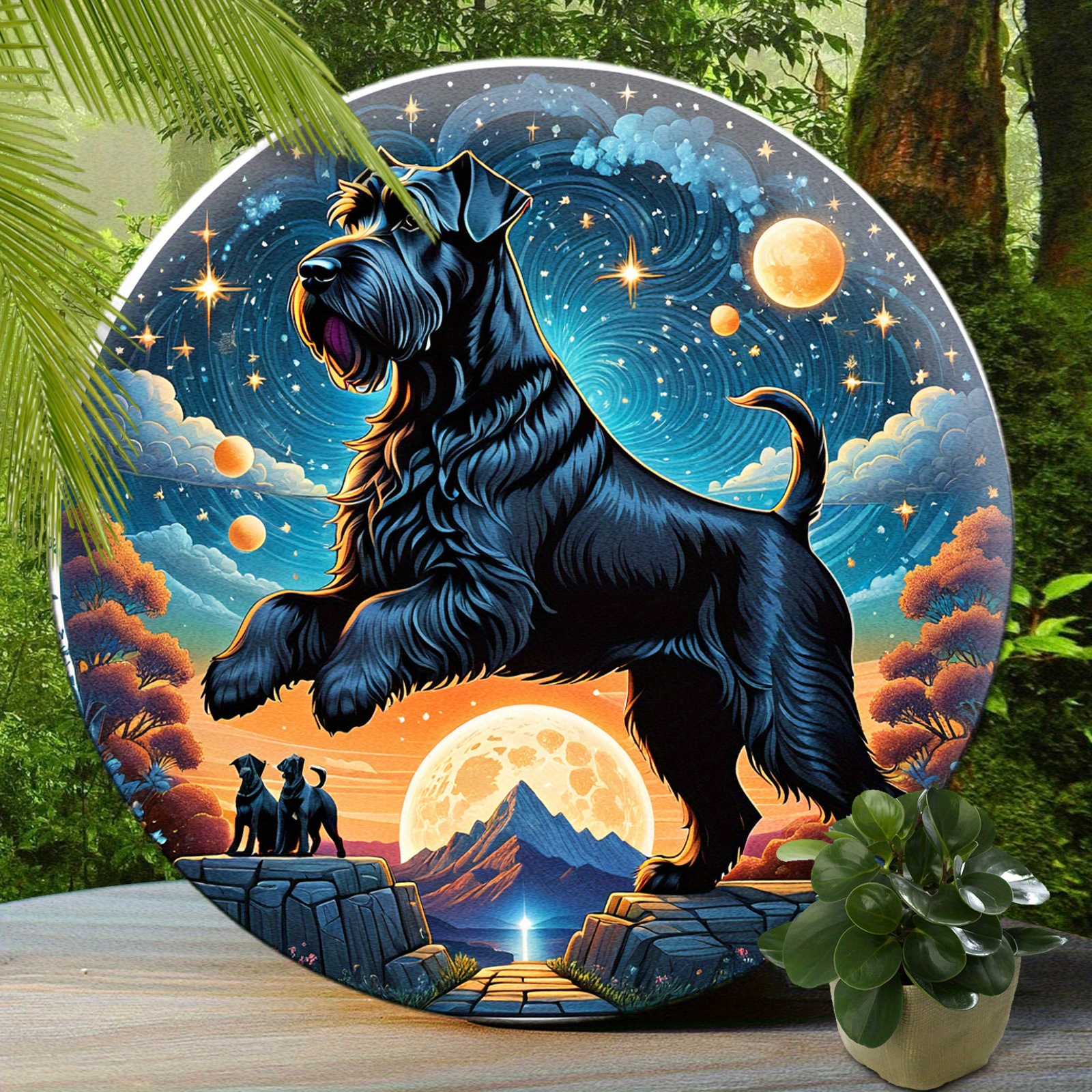 

1pc 8x8 Inch (20x20cm) Round Aluminum Sign Giant Schnauzer Vintage Round Aluminum Sign, Cute Dog Sign For Cafe Kitchen Club Bar Home Wall Art & Decor Gift