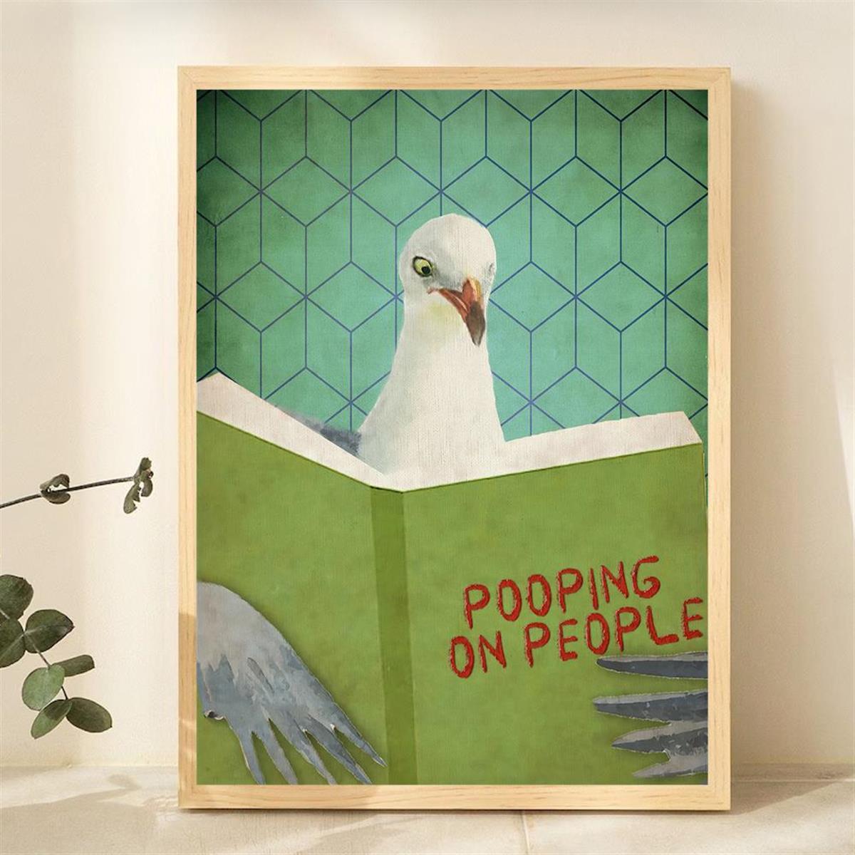 

1pc Unframed Canvas Poster, Modern Art, Funny Funny Pigeons Studying Pooping On People Wall Art, Ideal Gift For Bedroom Living Room Corridor, Wall Art, Wall Decor, Winter Decor, Room Decoration