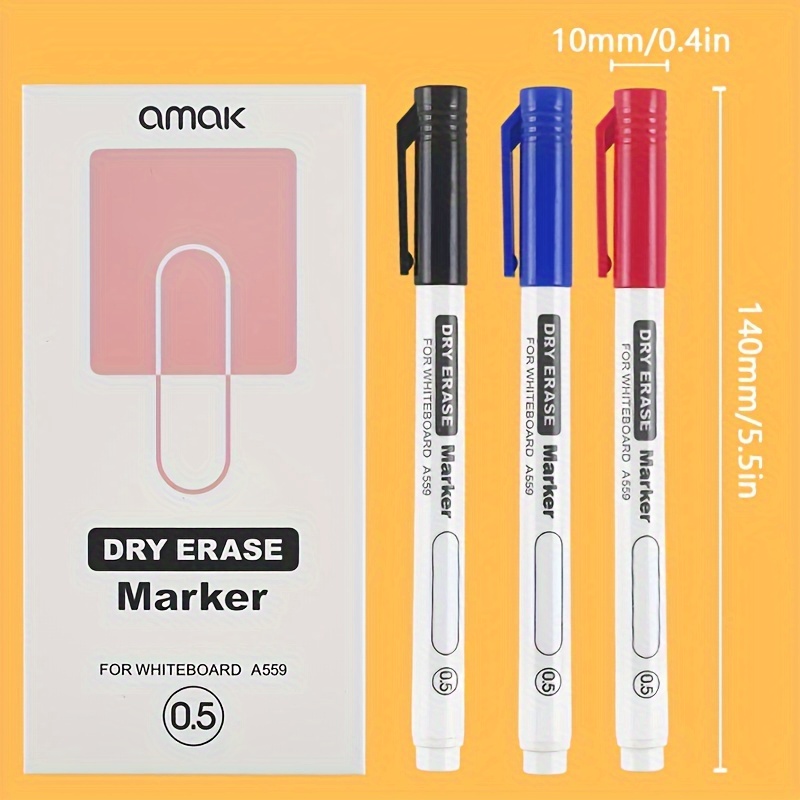 

12pcs Fine Point 0.5mm Erasable Whiteboard Markers - Water-based, Dry Erase Pens For Office, School & Home Use, Erasable Pens