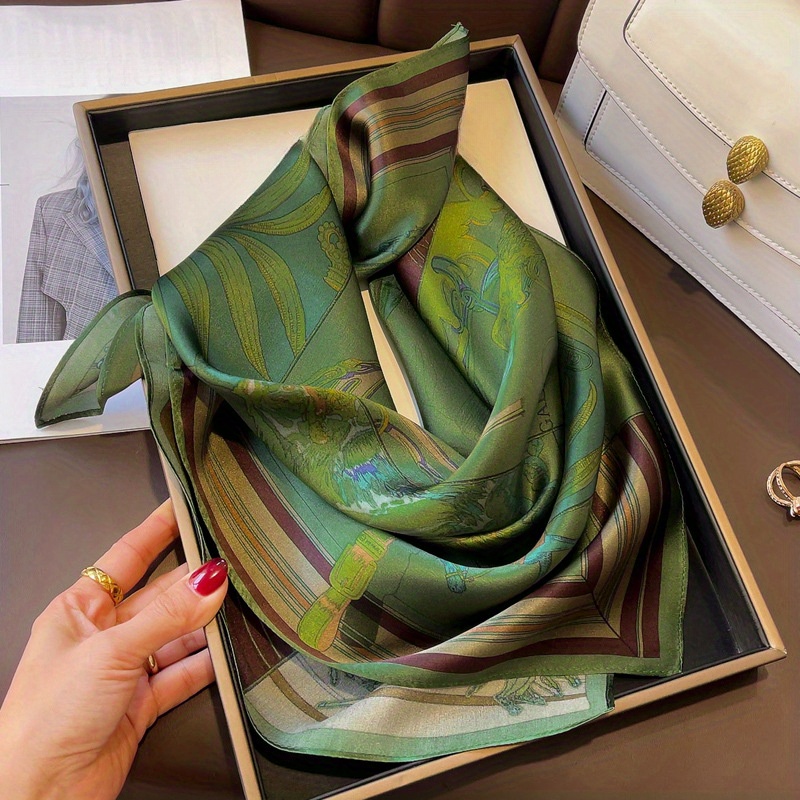 

26.77" Green Scarf Simulated Satin Neck Scarf Elegant Decorative Small Scarf For Ladies