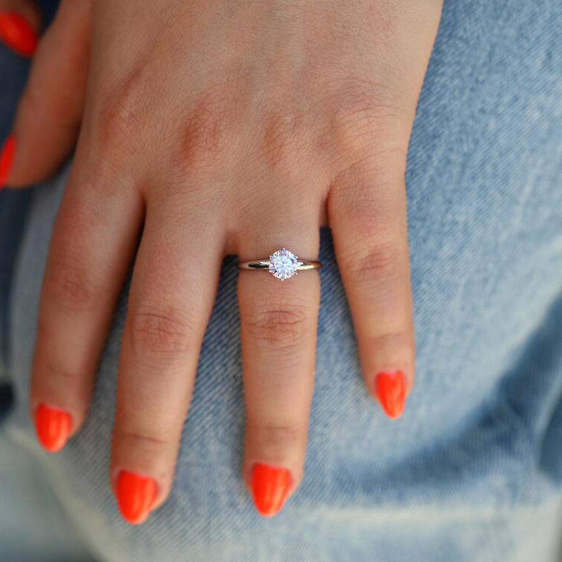 Stainless Steel Ring with Cubic Zirconia Women'S Wedding Band