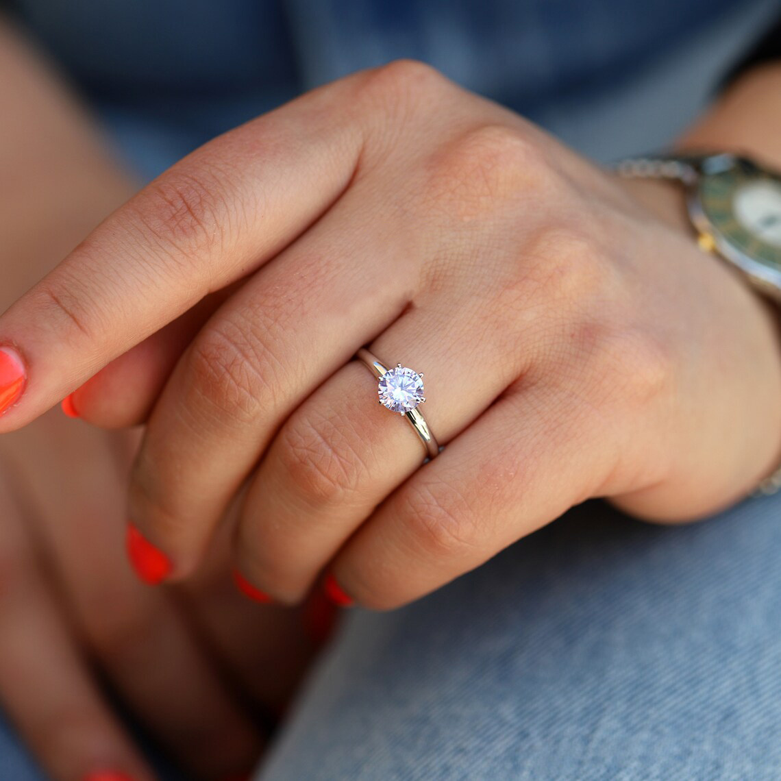 Stainless Steel Ring with Cubic Zirconia Women'S Wedding Band