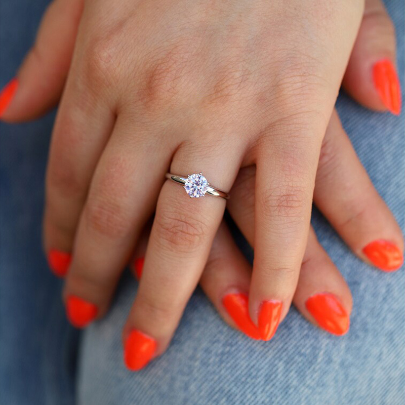 Stainless Steel Ring with Cubic Zirconia Women'S Wedding Band