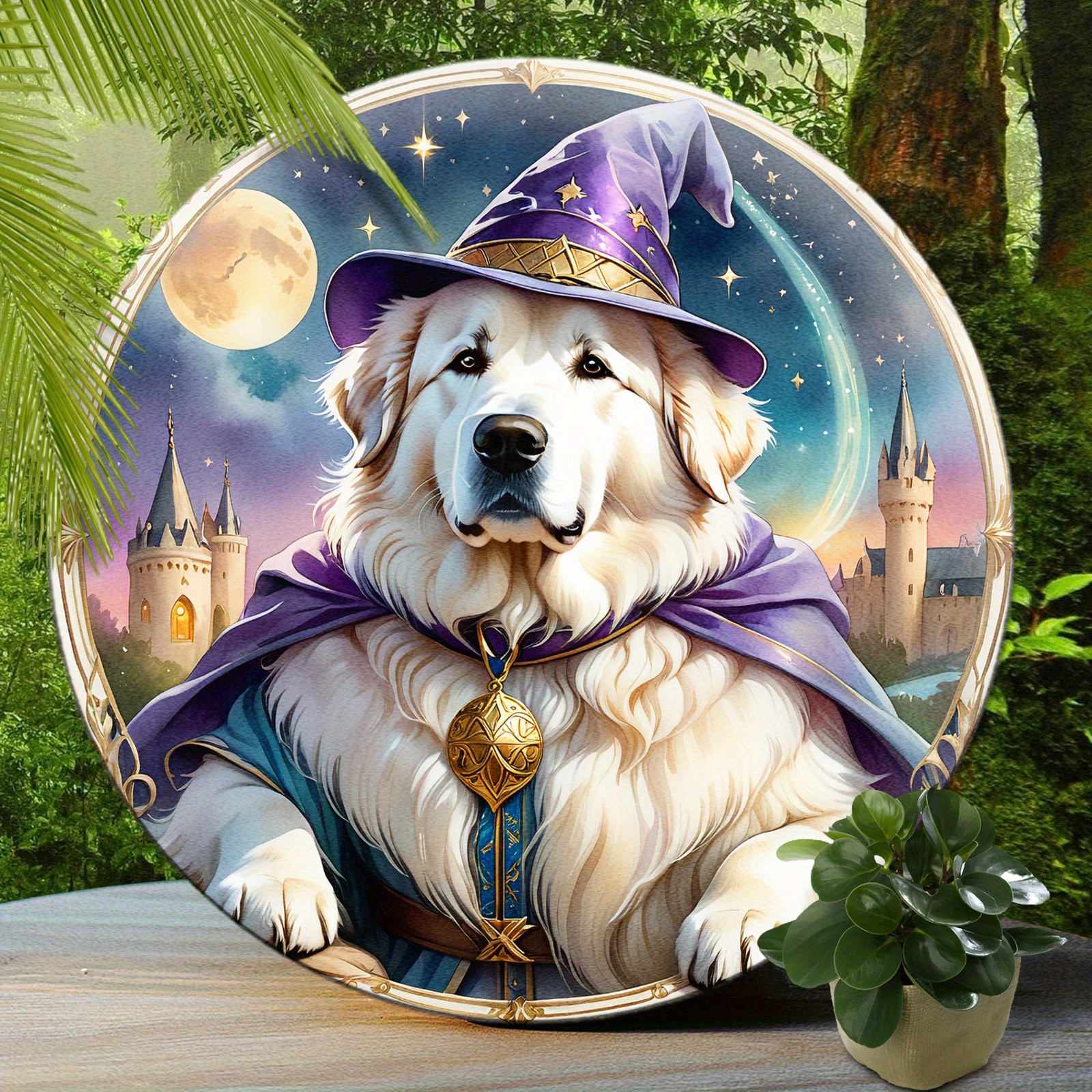 

1pc 8x8 Inch (20x20cm) Round Aluminum Sign Great Pyrenees Vintage Round Aluminum Sign, Cute Dog Sign For Cafe Kitchen Club Bar Home Wall Art & Decor Gift