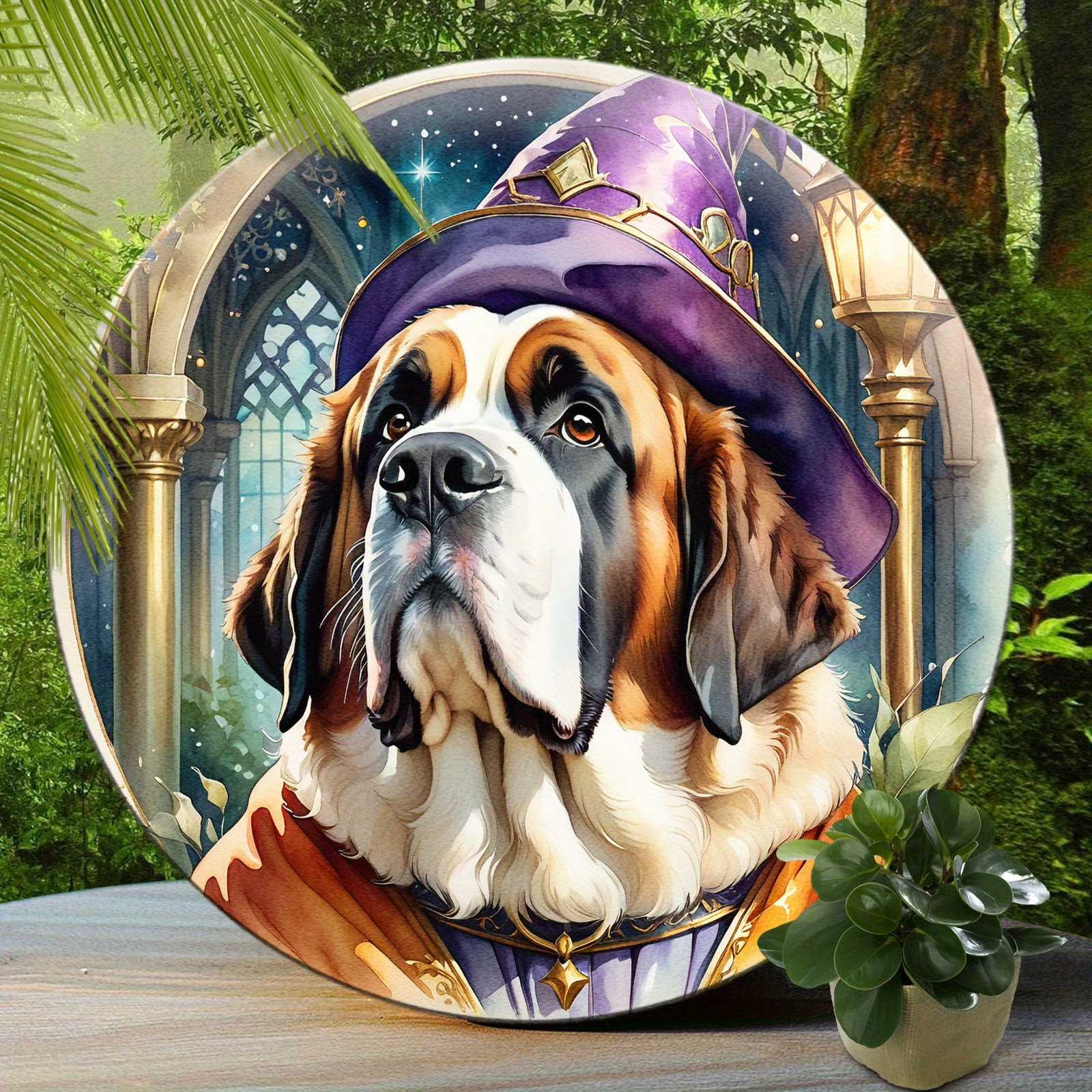 

1pc, St Bernard Dog Sign - Cute Dog Aluminum Sign, Suitable For Home Room Cafe Bedroom Bar Living Room Wall Decor, Round Fashion Art Aesthetic, Holiday Gift (8"x8"/20cm*20cm)