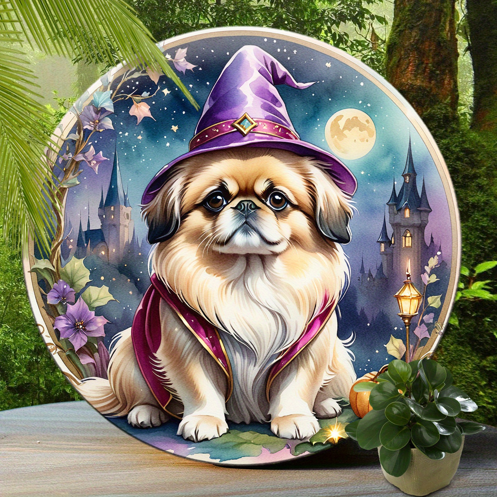 

1pc 8x8 Inch (20x20cm) Round Aluminum Sign Pekingese Vintage Round Aluminum Sign, Cute Dog Sign For Cafe Kitchen Club Bar Home Wall Art & Decor Gift