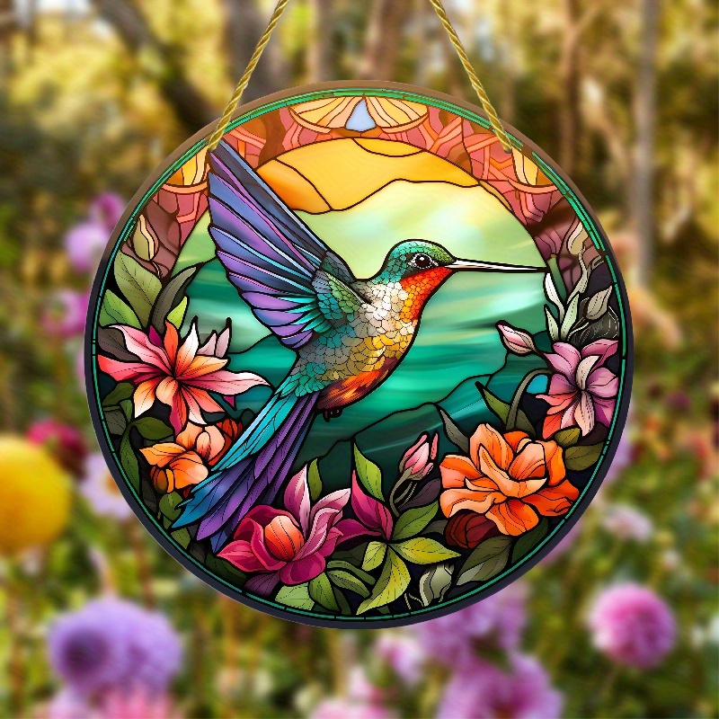 Metal Wreath Sign * The First Hummingbird * Round * Lightweight