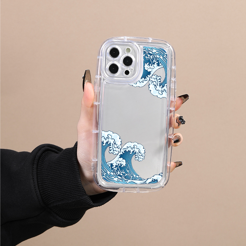 ウェーブ シリコン iPhone 15 Pro Max ケース ブルー ウェーブ