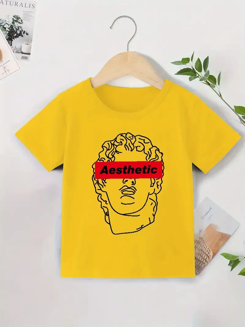 Aesthetic Boy Outfits Yellow Boys' Casual Short-Sleeve T-Shirt