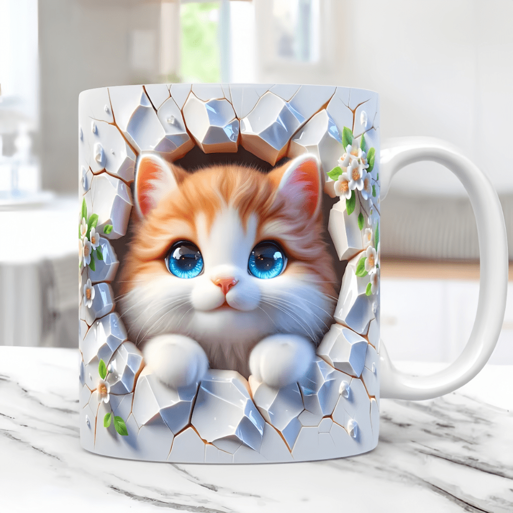 

1pc, 11oz 3d Lovely Cat Hole In A Wall Mug, Coffee Mug, Gifts For Friends And Family, Cute Gifts, Mother's Day Party Gifts, Birthday Gift