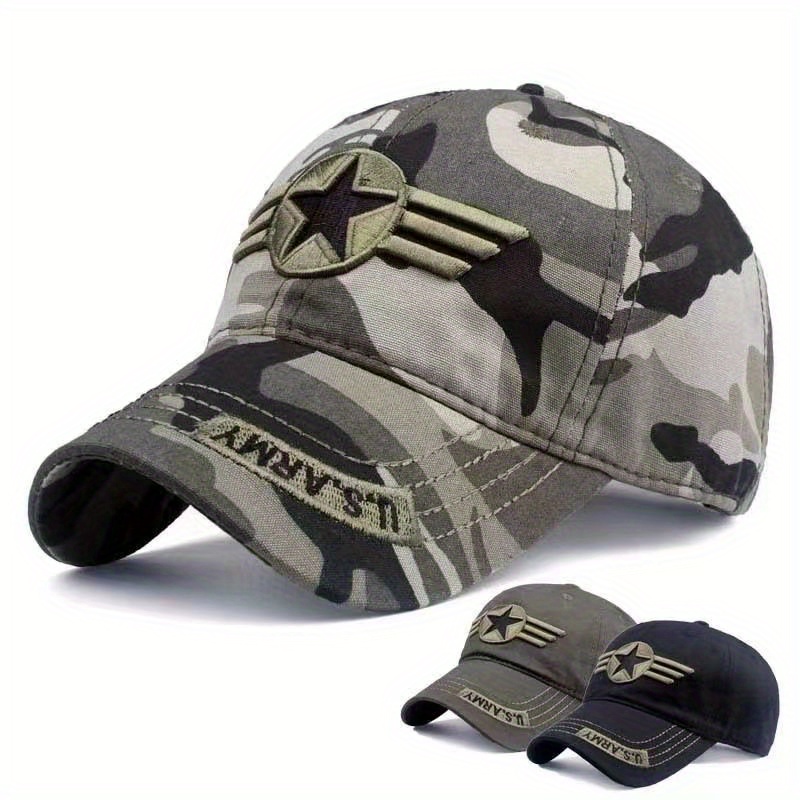 

1pc Five-star Camouflage Baseball Casual Uv Protection Visor Adjustable Golf Hat For Men And Women, Ideal For Outdoor Travel, Riding, And Driving