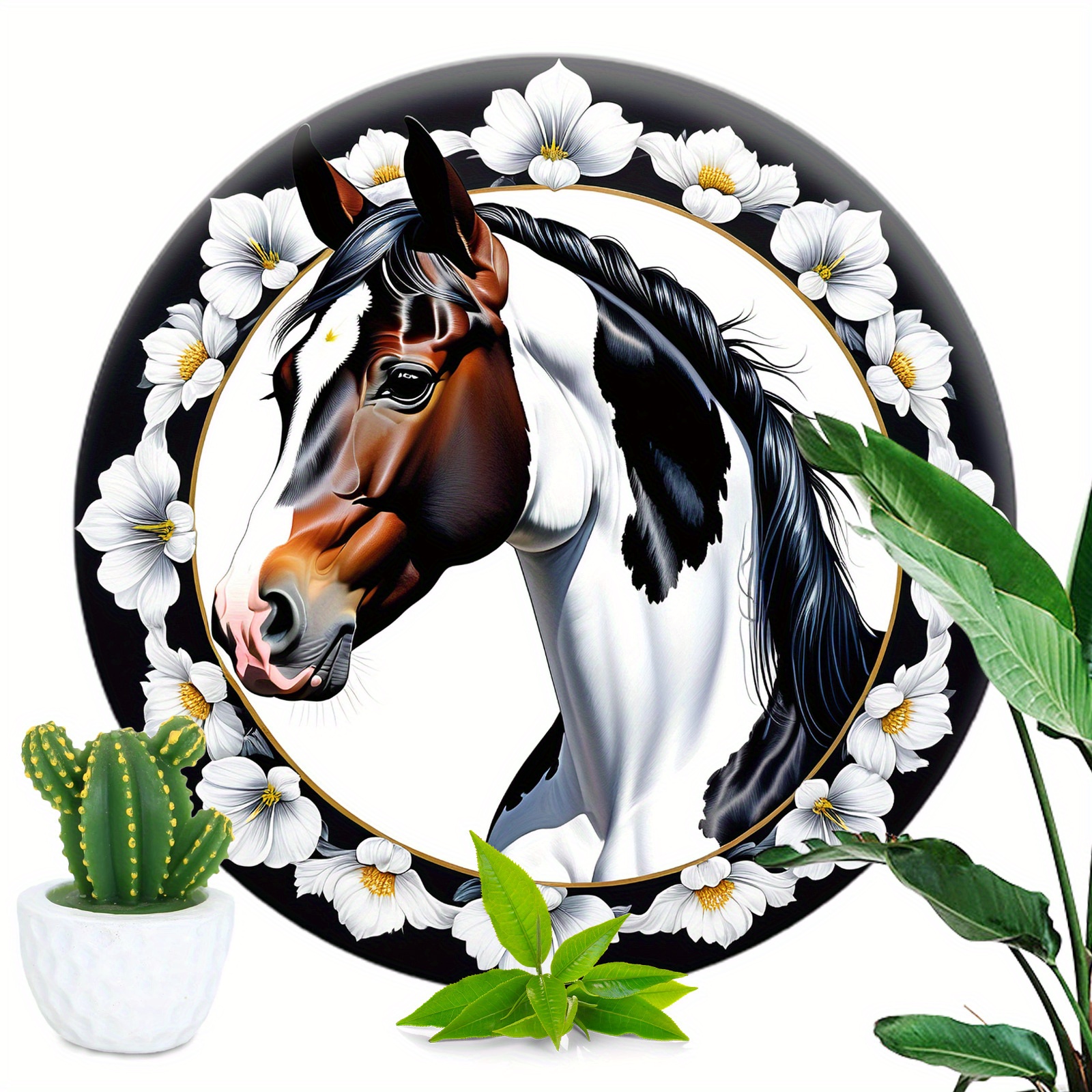 

1pc Round Aluminum Retro Paint Horse Aluminum Sign, Cute Horse Sign, Kitchen Baking Terrace Decor Gift 8x8 Inch (20x20cm)