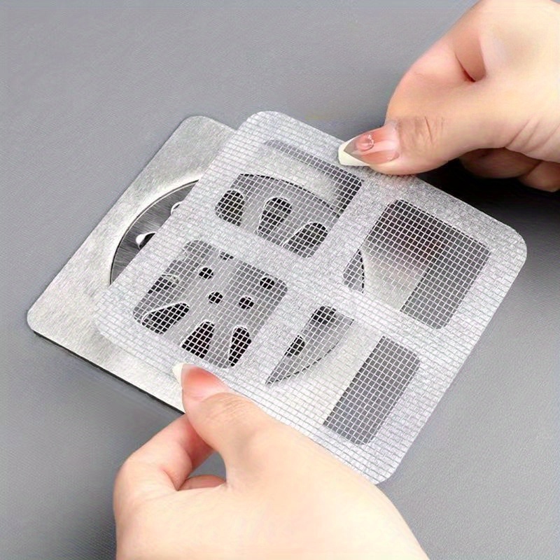 1 3   12pcs drain strainer cover for hair stopper disposable shower drain hair catcher disposable hair catchers for shower floor sink strainer filter mesh stickers hair stopper for bathroom bathtub bathroom accessories details 2