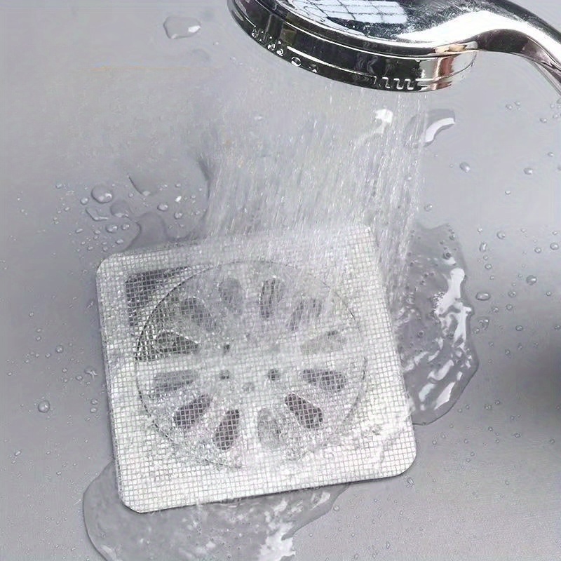 1 3   12pcs drain strainer cover for hair stopper disposable shower drain hair catcher disposable hair catchers for shower floor sink strainer filter mesh stickers hair stopper for bathroom bathtub bathroom accessories details 0