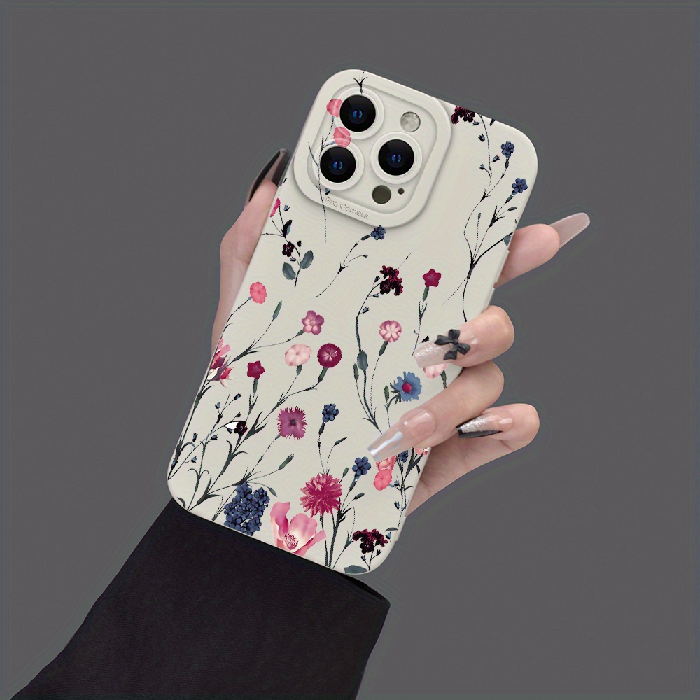 

Flowers Pattern Mobile Phone Case Full-body Protection Shockproof Tpu Soft Rubber Case White Black For Men Women For Iphone 15 14 13 12 11 Xs Xr X 7 8 Mini Plus Pro Max Se