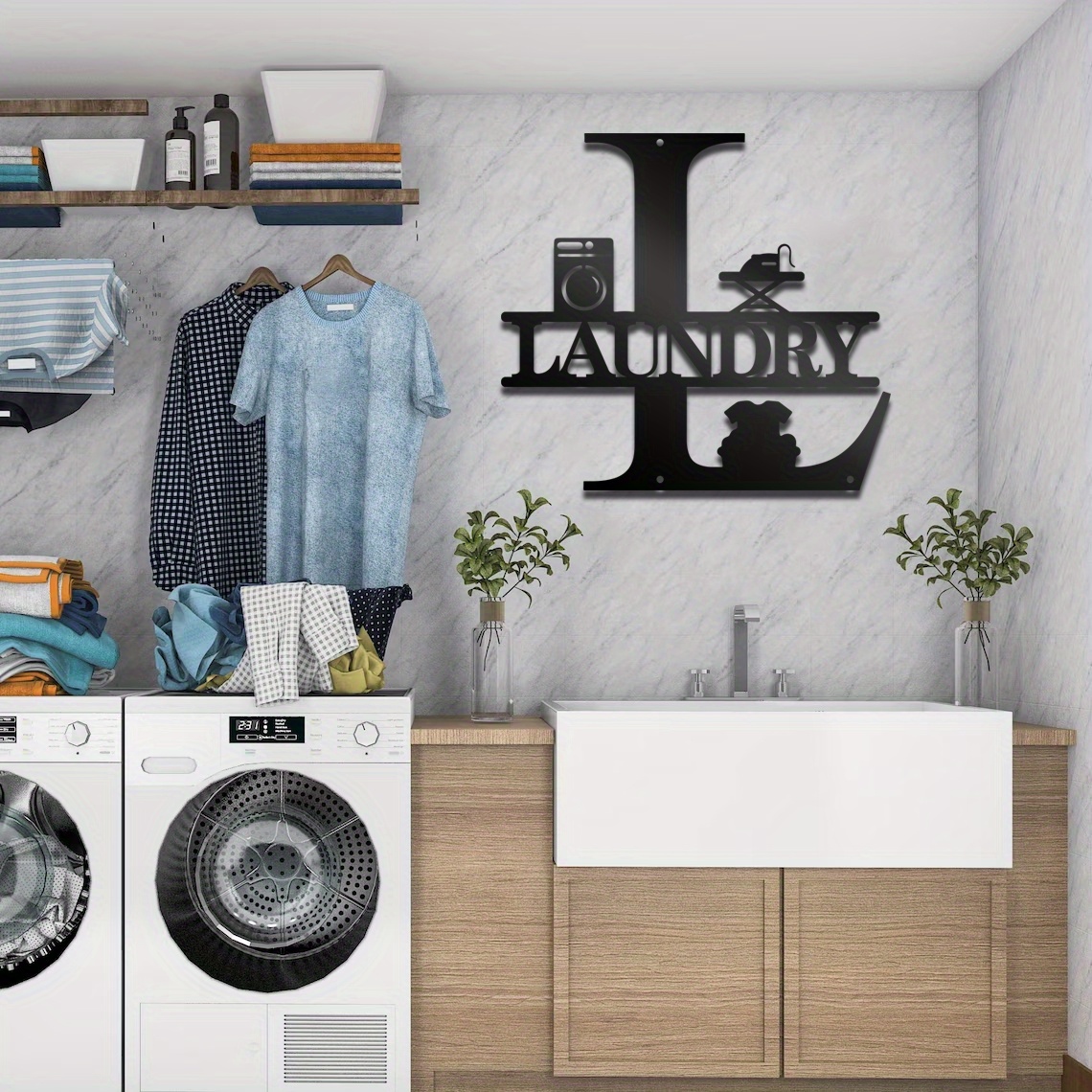 

1pc, Laundry Room, Wall Decor, Metal Laundry Sign For Modern Home Decorations, Laundry Room Decor, Black Metal Wall Art