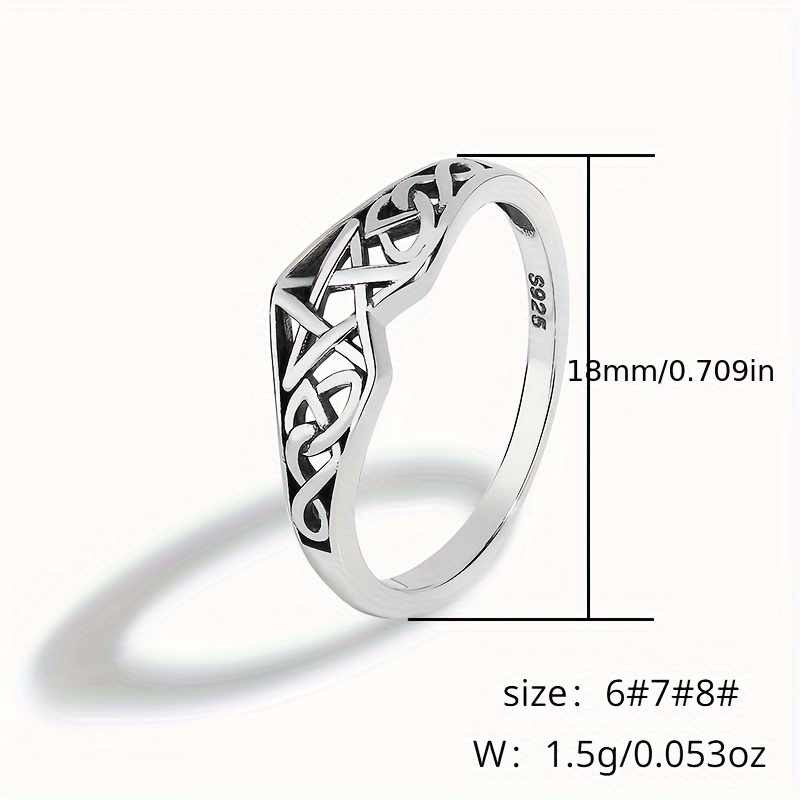 925 Silver Celtic Knot & Pentagram Ring for Men & Women