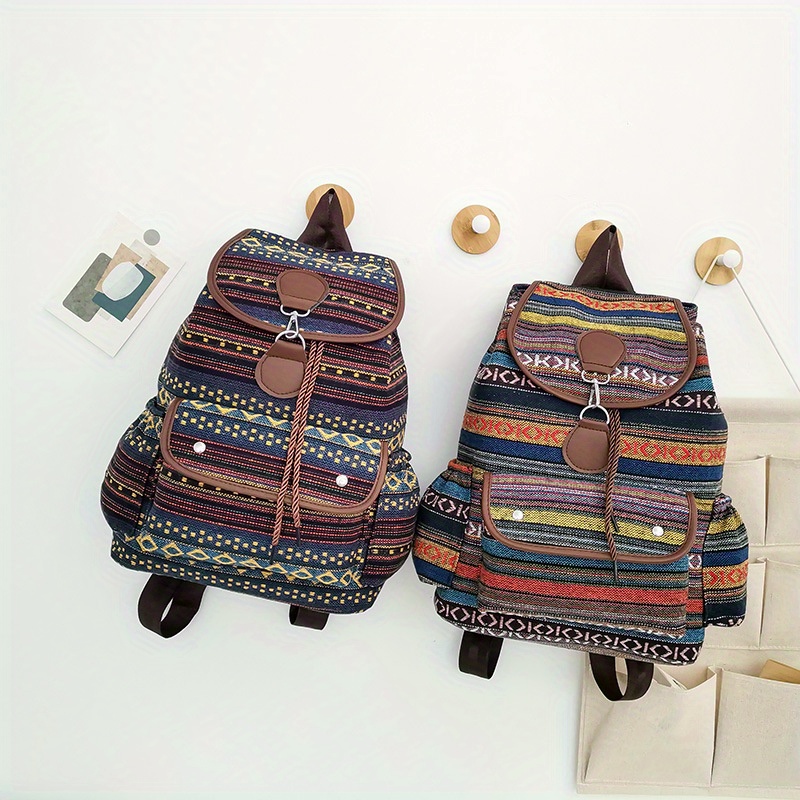 

Vintage Ethnic Style Backpack, Retro Bohemian Travel Daypack, Women's Casual Commute School Knapsack
