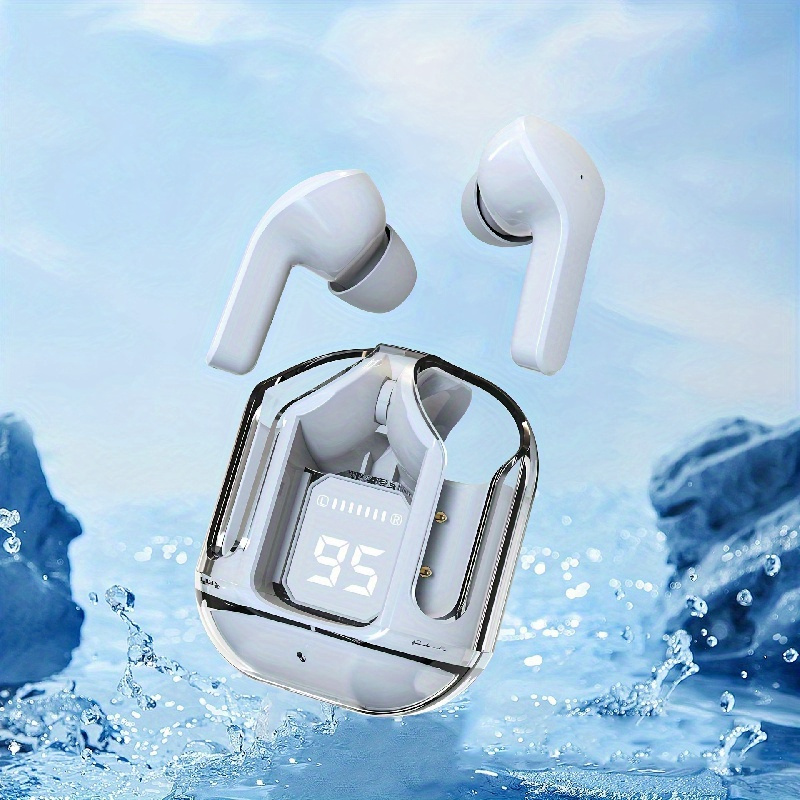 Mini cuffie intrauricolari wireless trasparenti TWS con display a batteria a LED_voghion.com