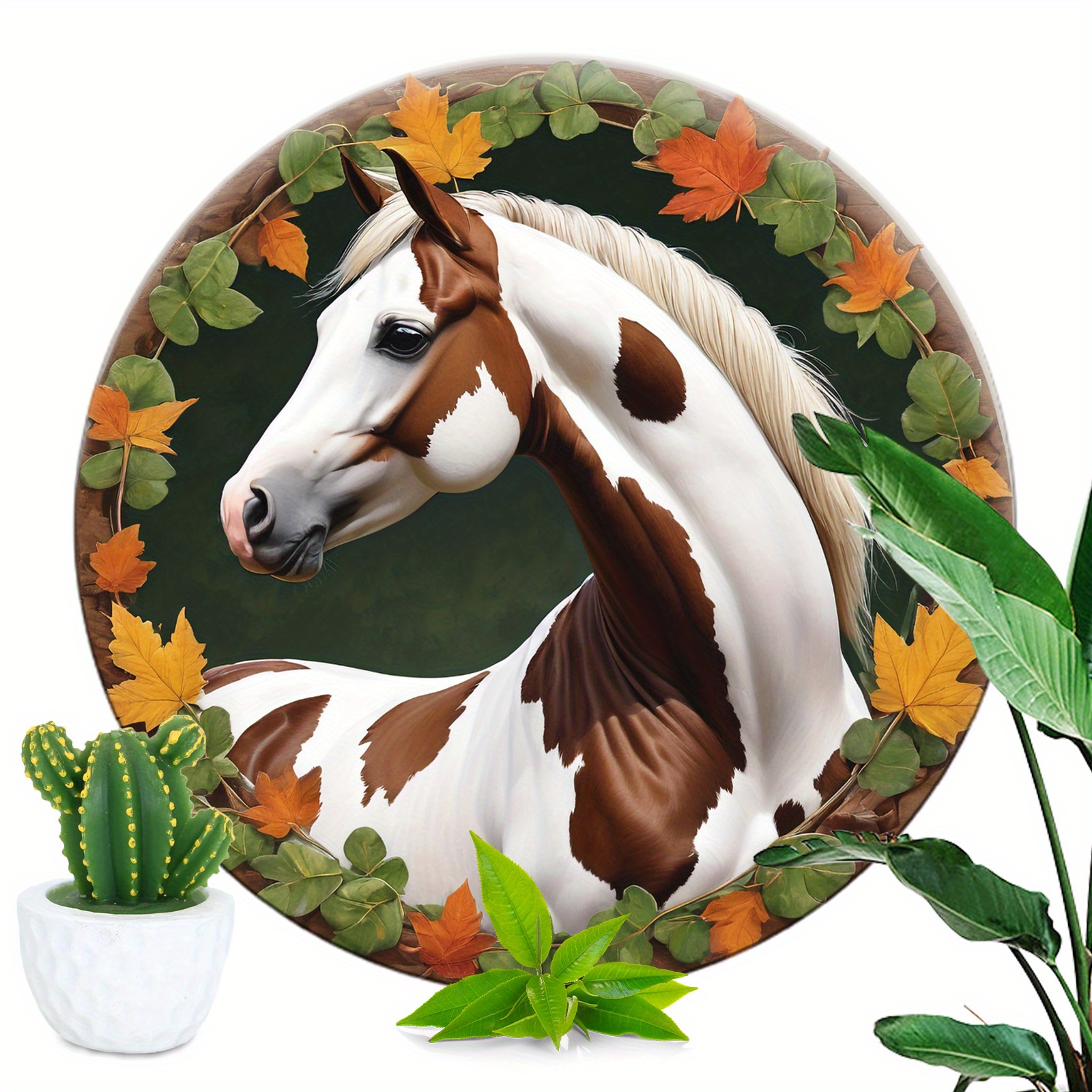 

1pc Round Aluminum Retro Paint Horse Aluminum Sign, Cute Horse Sign, Kitchen Baking Terrace Decor Gift 8x8 Inch (20x20cm)