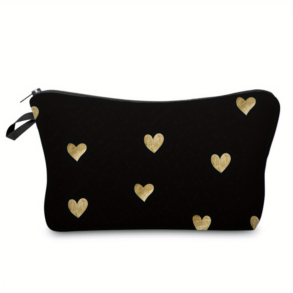 

Heart Printed Small Makeup Bag, Waterproof Cosmetic Bag, Cute Fashion Purse Makeup Bag, Portable Storage Bag, Travel Toiletry Bag