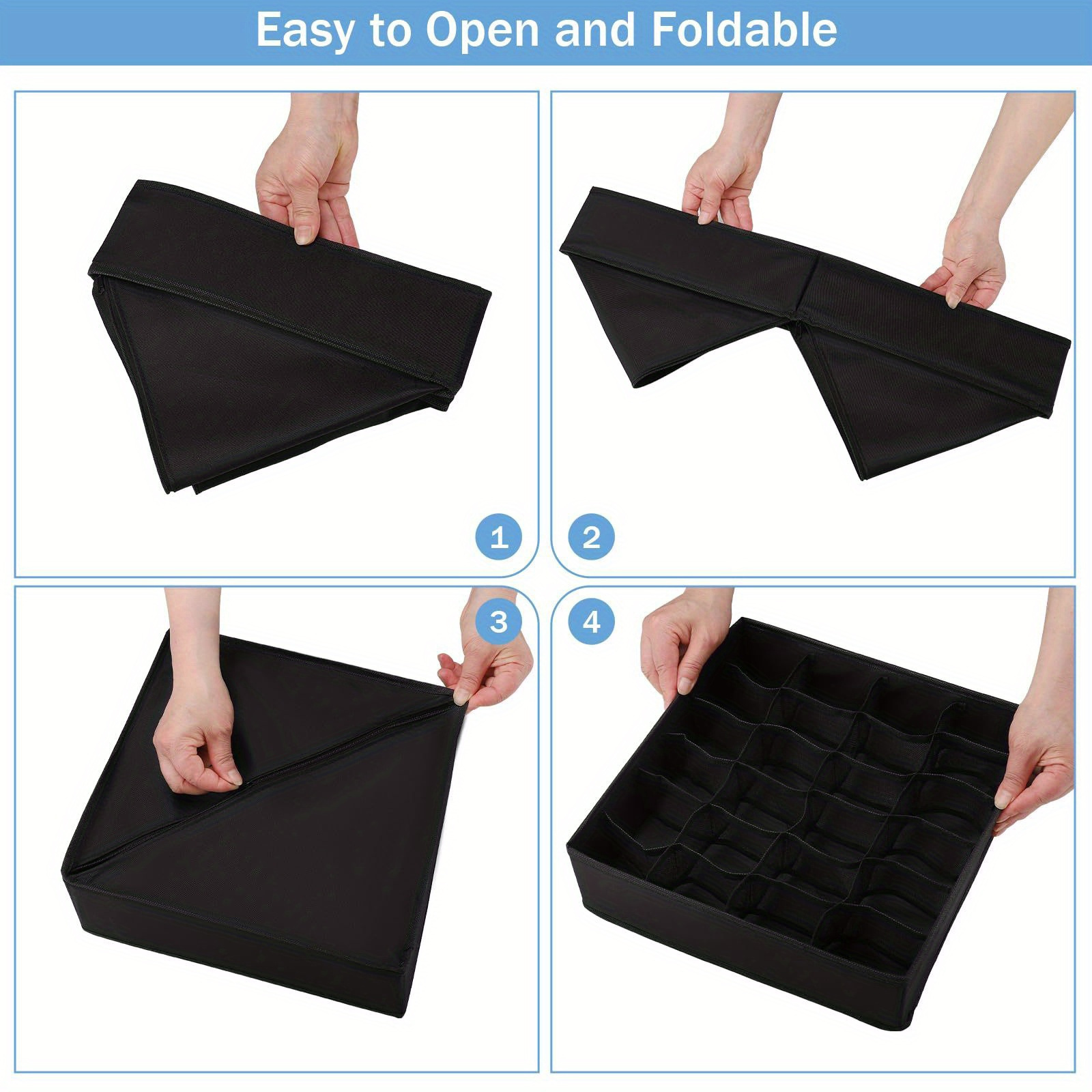 space saving foldable fabric storage cube   socks ties underwear organizer in drawers and cabinets details 6