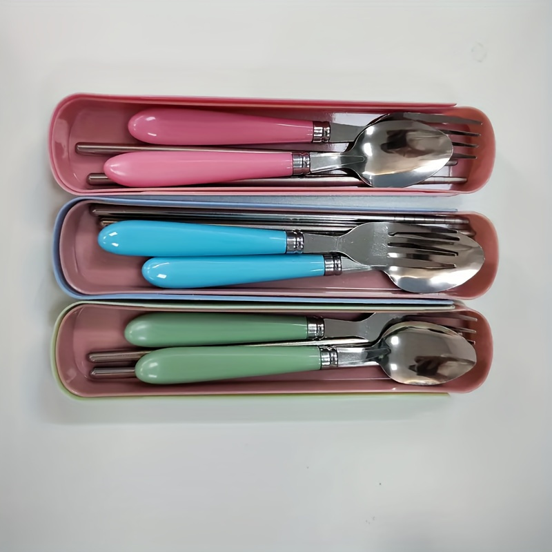 

Travel Cutlery Set With Storage Box, Portable Fork, Spoon And Chopsticks, Suitable For Picnics, Camping And Daily Use