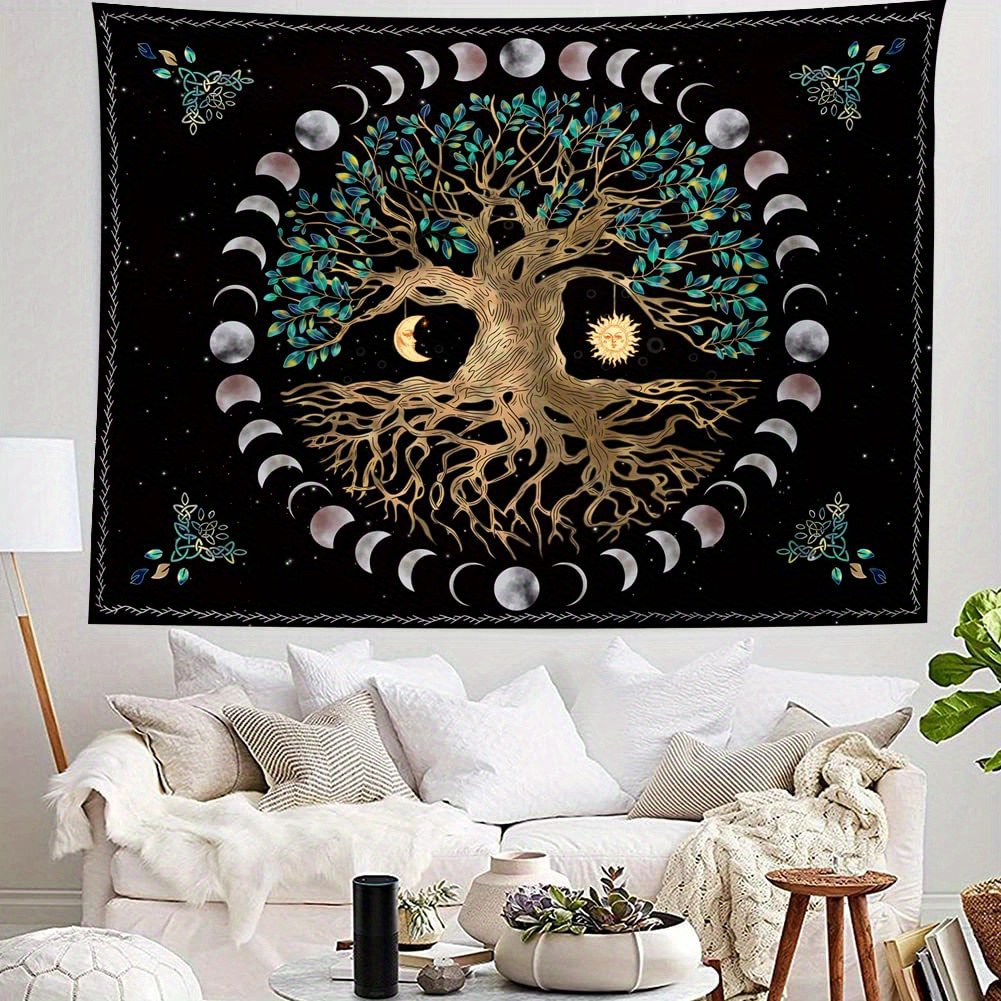 Tree Life Tapestry Green Leaf Mandala Spiritual Wall Hanging - Temu