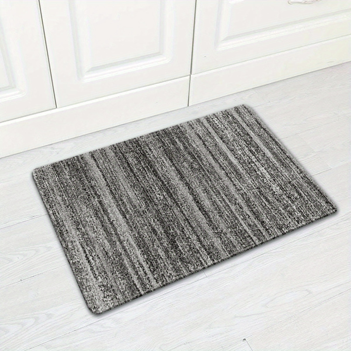 1pc contemporary   gray stripes carpet rug non skid large dot plastic bottom design hand washable rug for laundry room kitchen floor   accent distressed floor carpet details 2