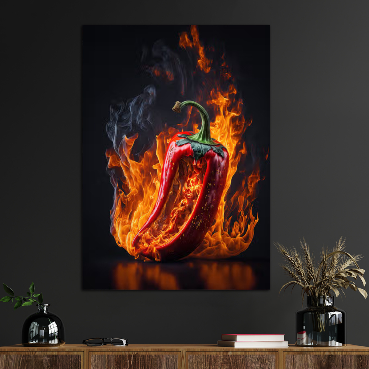 

1pc Red Chili Pepper Canvas Wall Art For Home Decor, Food Lovers Poster Wall Decor High Quality Canvas Prints For Living Room Bedroom Kitchen Office Cafe Decor, Perfect Gift And Decoration